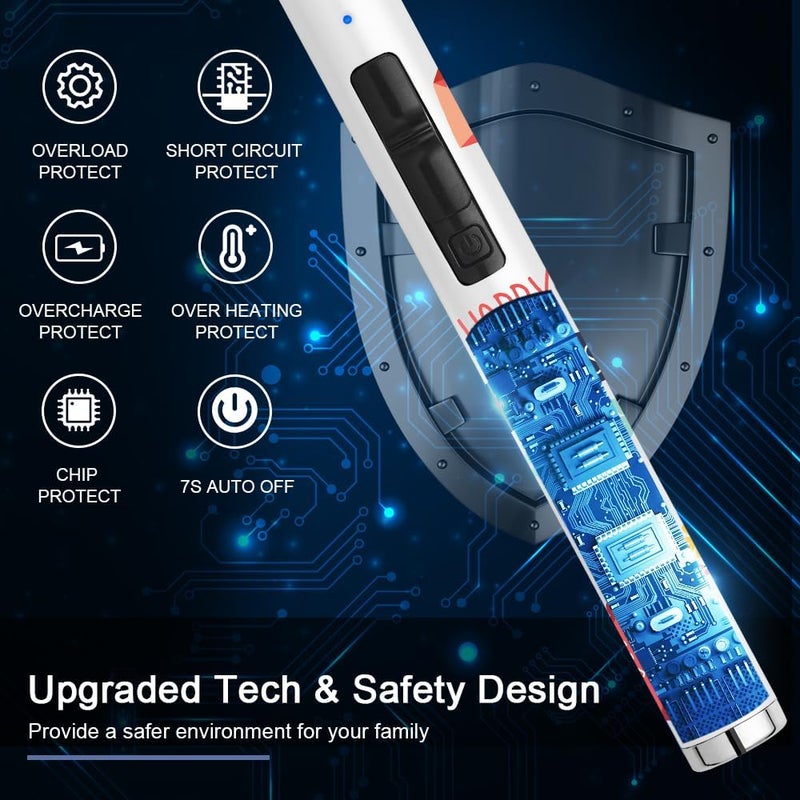 SUPRUS Candle Arc USB Type C Lighter Electric Lighter with Upgraded LED Battery Display Safety Switch Rechargeable Flameless Plasma Windproof Portable for Mother‘s Day (White) - Image 4
