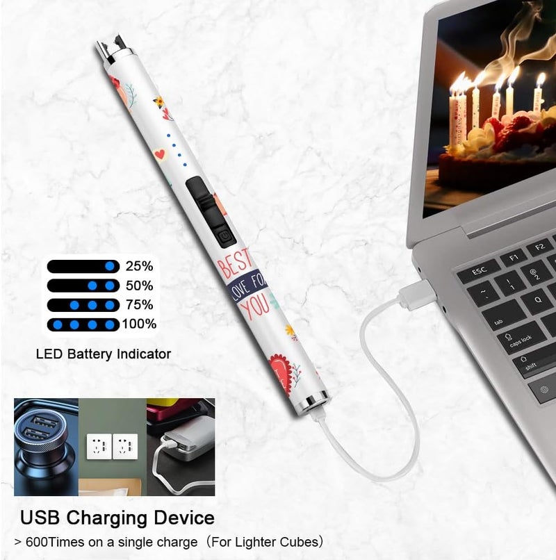 SUPRUS Candle Arc USB Type C Lighter Electric Lighter with Upgraded LED Battery Display Safety Switch Rechargeable Flameless Plasma Windproof Portable for Mother‘s Day (White) - Image 5