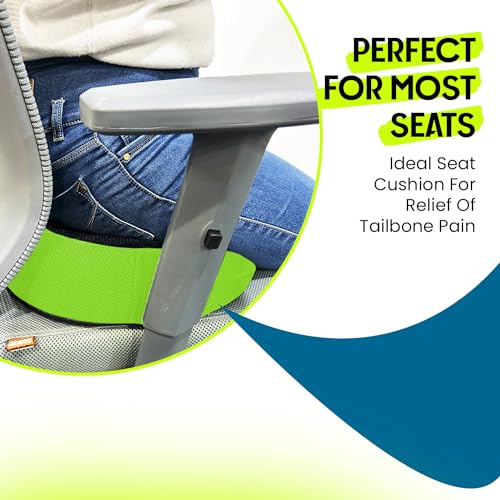 Sleepsia Cool Gel Memory Foam Donut Pillow & Lumbar Support Pillow for Tailbone Pain, Hemorrhoids, Lower Back Pain Relief (Black/Green, Combo) - Image 4