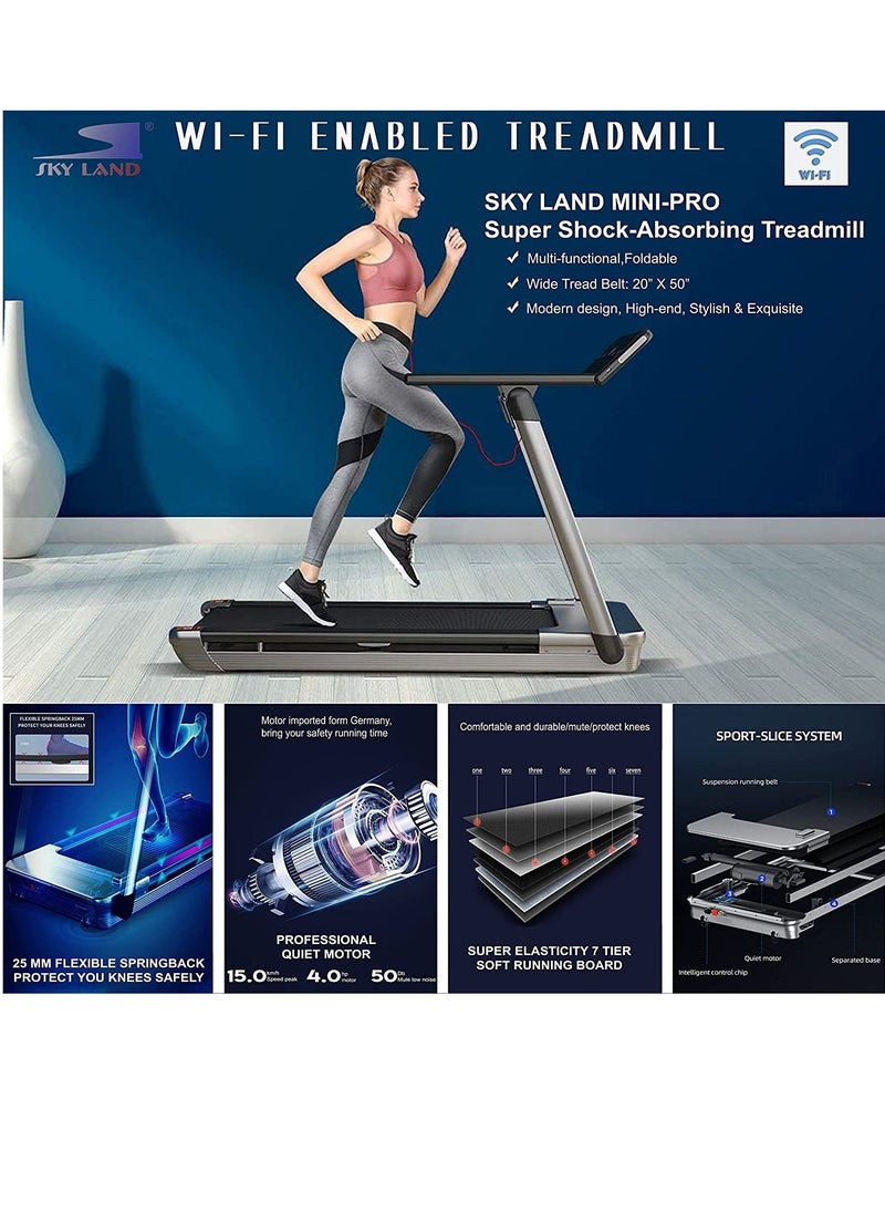SkyLand - 4.0 HP Fitness Treadmill Machine| Running Treadmill With Large TFT Display, Bluetooth Speaker & Wifi Connectivity For Home Use - Image 1