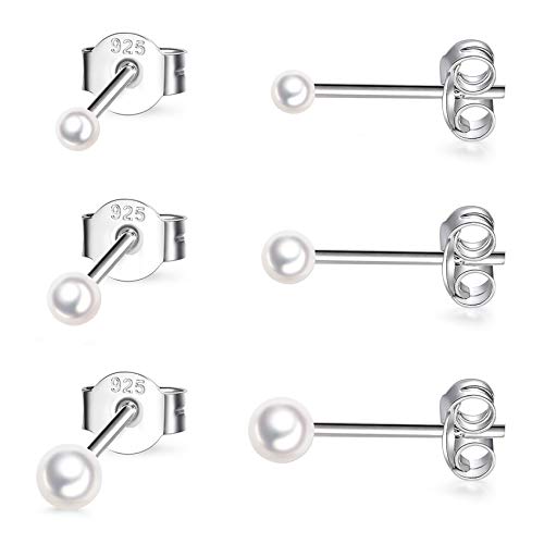 EPIRORA Sterling Silver Stud Earrings for Women- 3 Pairs Tiny Ball Stud Earrings Round CZ Cubic Zirconia Earrings Pearl Earrings Set Cartilage Small Tragus Earrings(2mm,3mm,4mm) - Image 1