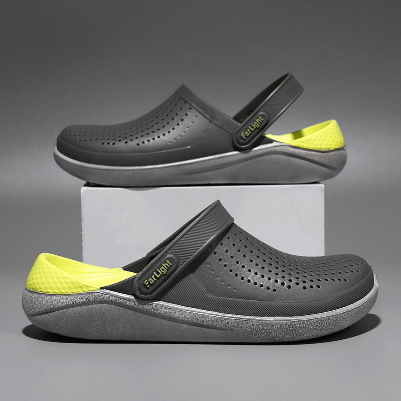 2024 New Summer Mens Breathable Clogs Couple Casual Beach Shoes 6008 Gray 