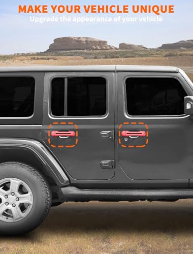 Savadicar 5Piece Pink Door Handle Cover Trim Kit for Jeep Wrangler JL JLU 4xe Gladiator JT 2018Present Exterior Handle Cap Accent Accessories - Image 3