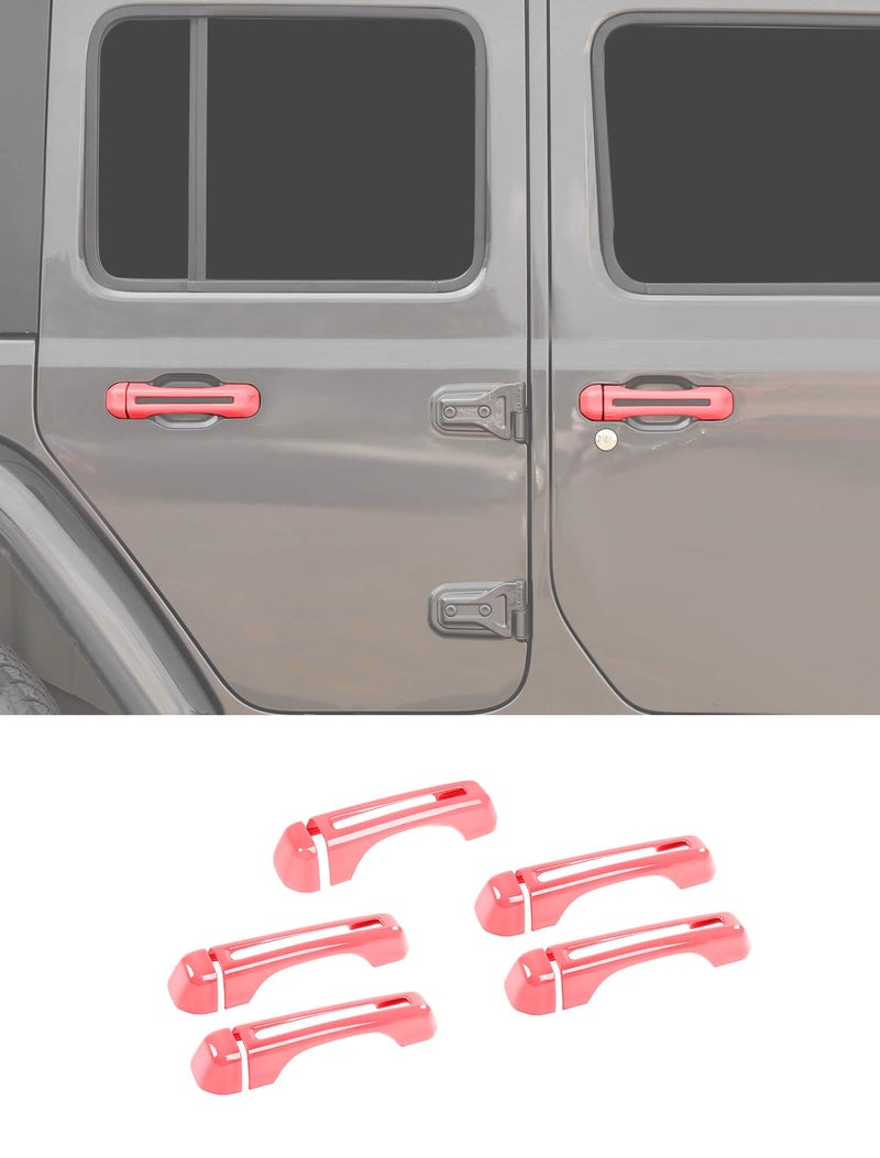 Savadicar 5Piece Pink Door Handle Cover Trim Kit for Jeep Wrangler JL JLU 4xe Gladiator JT 2018Present Exterior Handle Cap Accent Accessories - Image 2