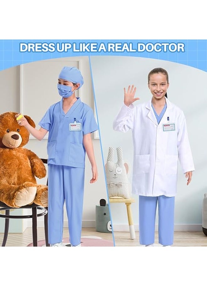 Doctor Costume for Kids, 7Pcs Pretend Role Play Kit with Stethoscope Accessories Halloween Costume Doctor Lab Costumes for Kids Boys Girl age 3-12 Dress Up - Image 5