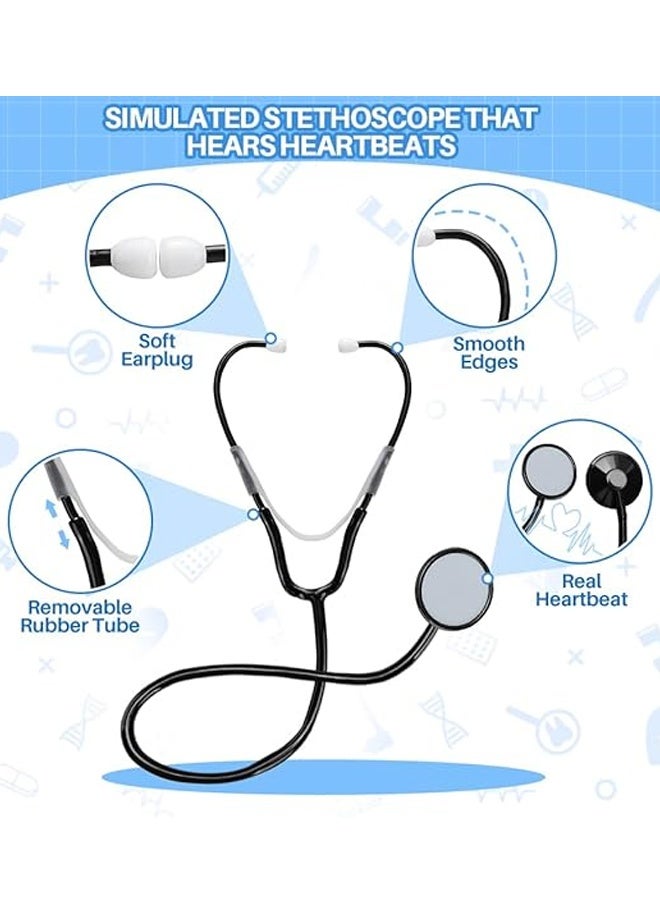 Doctor Costume for Kids, 7Pcs Pretend Role Play Kit with Stethoscope Accessories Halloween Costume Doctor Lab Costumes for Kids Boys Girl age 3-12 Dress Up - Image 3