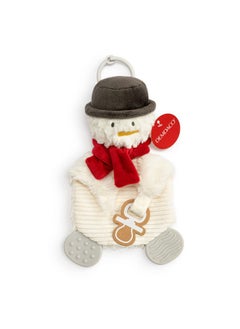 ديمداكو بطانية حيوانات محشوة من البوليستر من DEMDACO Teether Buddy Classic باللونين الأبيض والأحمر مقاس 10 × 7 بوصات على شكل رجل ثلج للعطلات  - Image 3