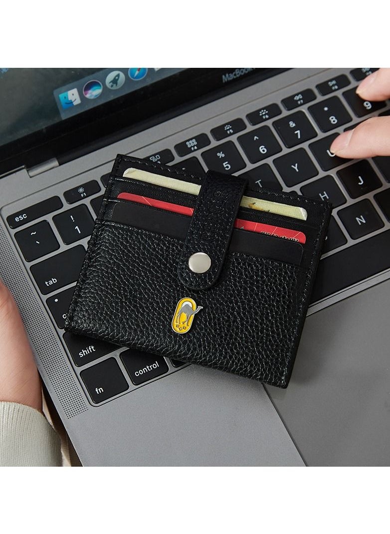 RAHALA - RA107 Genuine Leather Multiple Card Slots Casual Slim Wallet - Black - Image 1