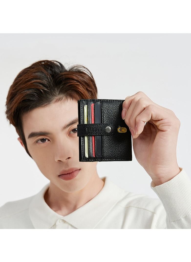 RAHALA - RA107 Genuine Leather Multiple Card Slots Casual Slim Wallet - Black - Image 1