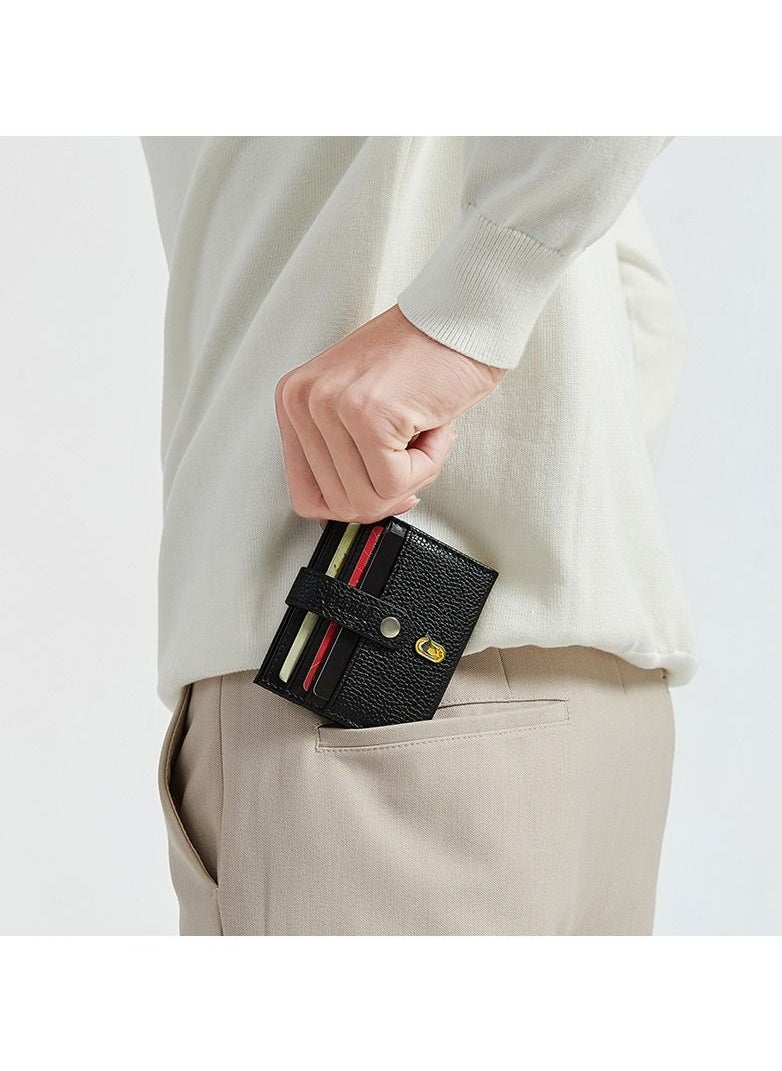 RAHALA - RA107 Genuine Leather Multiple Card Slots Casual Slim Wallet - Black - Image 1