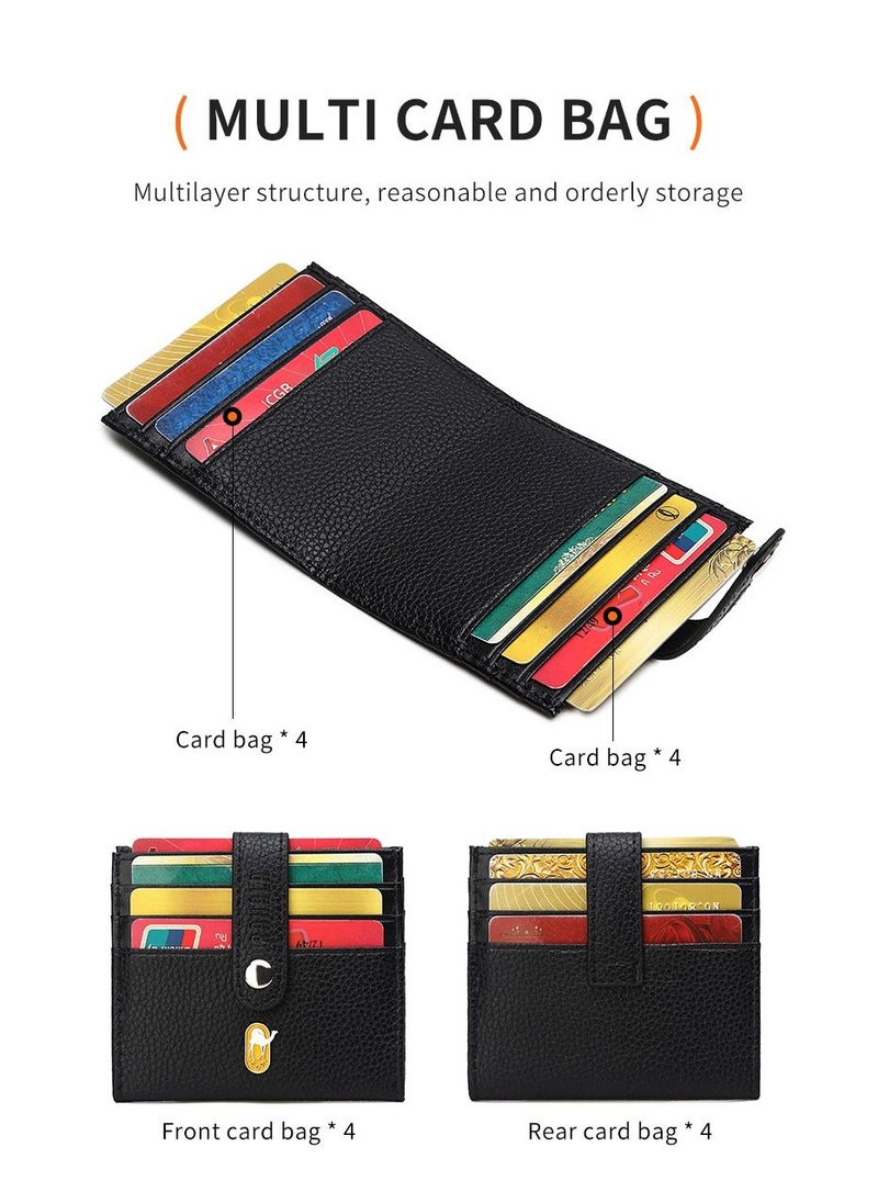 RAHALA - RA107 Genuine Leather Multiple Card Slots Casual Slim Wallet - Black - Image 1