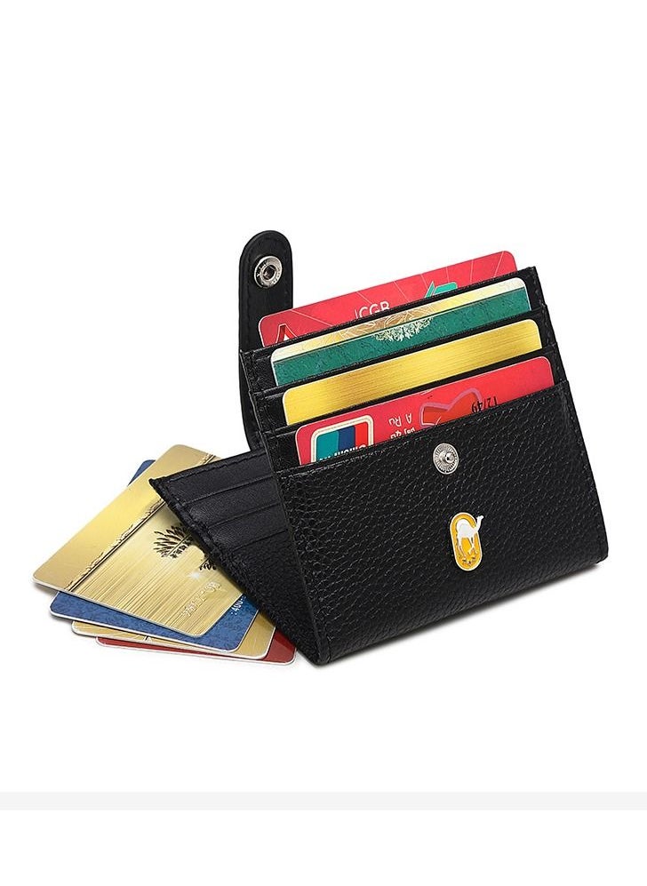 RAHALA - RA107 Genuine Leather Multiple Card Slots Casual Slim Wallet - Black - Image 1