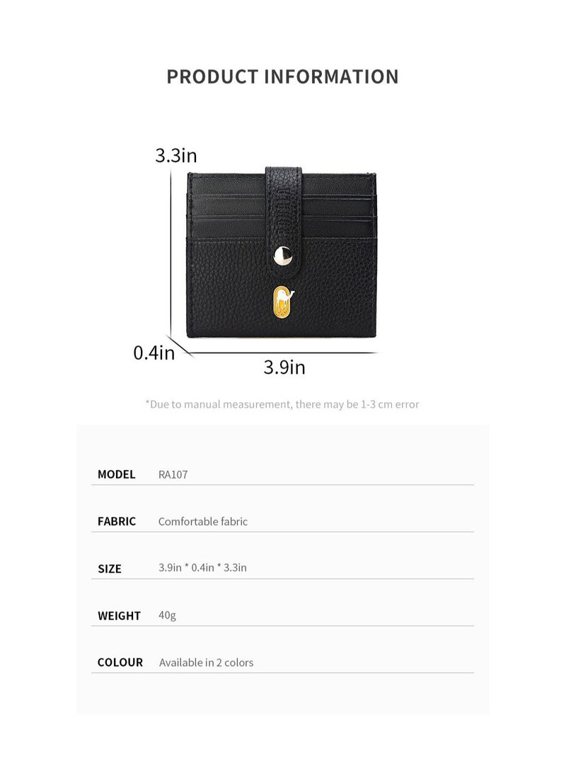 RAHALA - RA107 Genuine Leather Multiple Card Slots Casual Slim Wallet - Black - Image 1