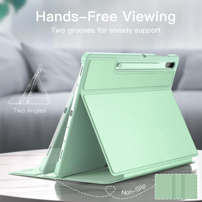 JETech Case for Samsung Galaxy Tab S8 Plus 2022 / S7 FE 2021 / S7 Plus 2020 12.4-Inch with S Pen Holder, Slim Folio Stand Protective Tablet Cover, Multi-Angle Viewing (Misty Green) - Image 3