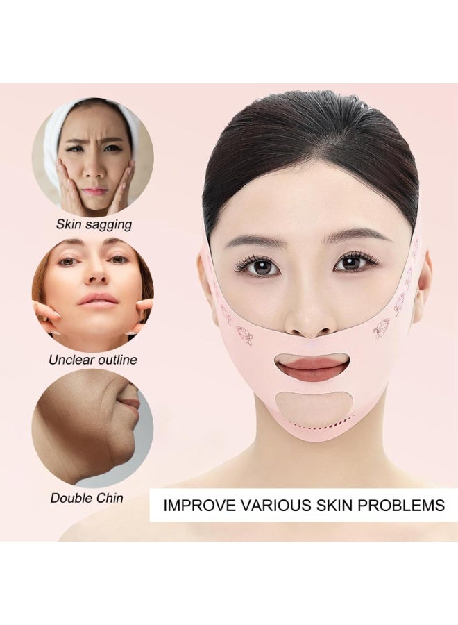حزام شد الوجه والذقن للنوم، يساعد على دعم خط الفك ورفع الذقن المزدوجة، حزام مريح قابل للتعديل لنحت مظهر الوجه والرقبة، مناسب للاستخدام اليومي للرجال والنساء - Image 2