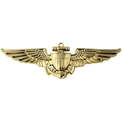 Honor Country Naval & Marine Aviator Gold Metal Auto Emblem - Image 1