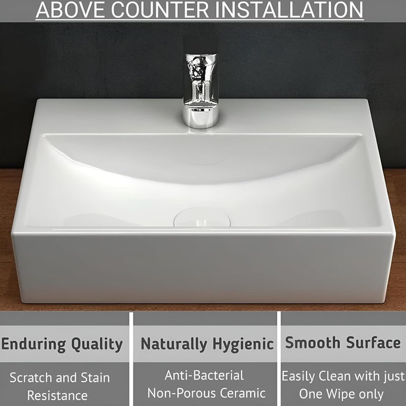 SYON Syon ZUCA Premium Ceramic Table Top Wall Hung Wash Basin for Bathroom Living Room 145x10  - Image 2