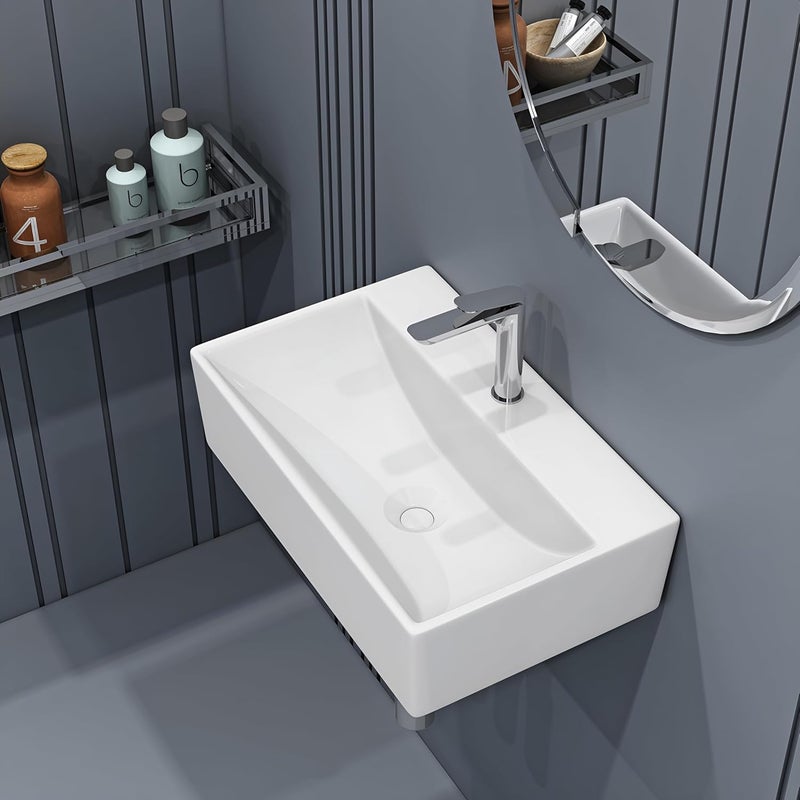 SYON Syon ZUCA Premium Ceramic Table Top Wall Hung Wash Basin for Bathroom Living Room 145x10  - Image 1