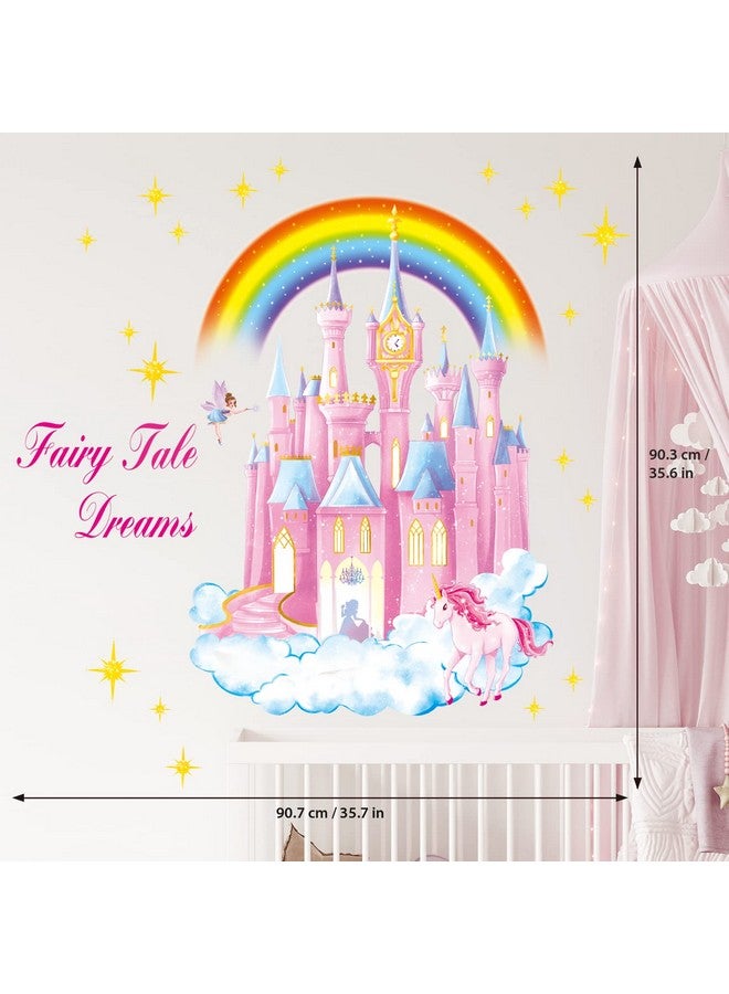 DECOWALL SG2-2207 Rainbow Castle Wall Decals Stickers Kids Peel and Stick Removable Nursery Bedroom décor Girls Room Mural Art Princess Home Fairy Baby Living Window Vinyl Decoration Stars Birthday - Image 5