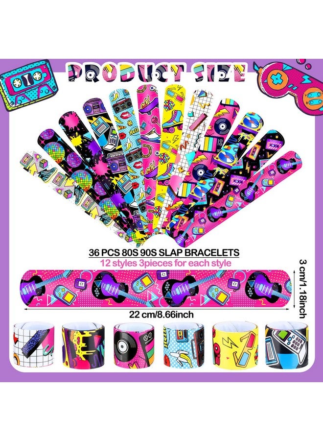 Sinmoe 86 Pcs 80S 90S Party Favors Slap Bracelets Bulk Back To 80S 90S Throwback Theme Party Favors Snap Bracelets Kids Bracelets With Retro Stickers For Kids Adults Classroom Prizes 80S Party Decorations - Image 3