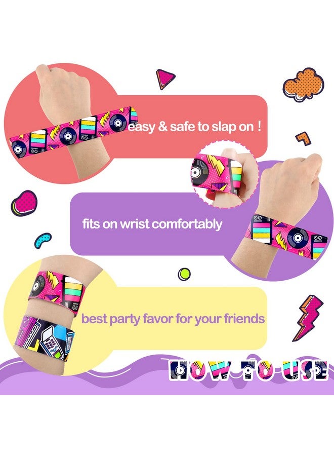 Sinmoe 86 Pcs 80S 90S Party Favors Slap Bracelets Bulk Back To 80S 90S Throwback Theme Party Favors Snap Bracelets Kids Bracelets With Retro Stickers For Kids Adults Classroom Prizes 80S Party Decorations - Image 5