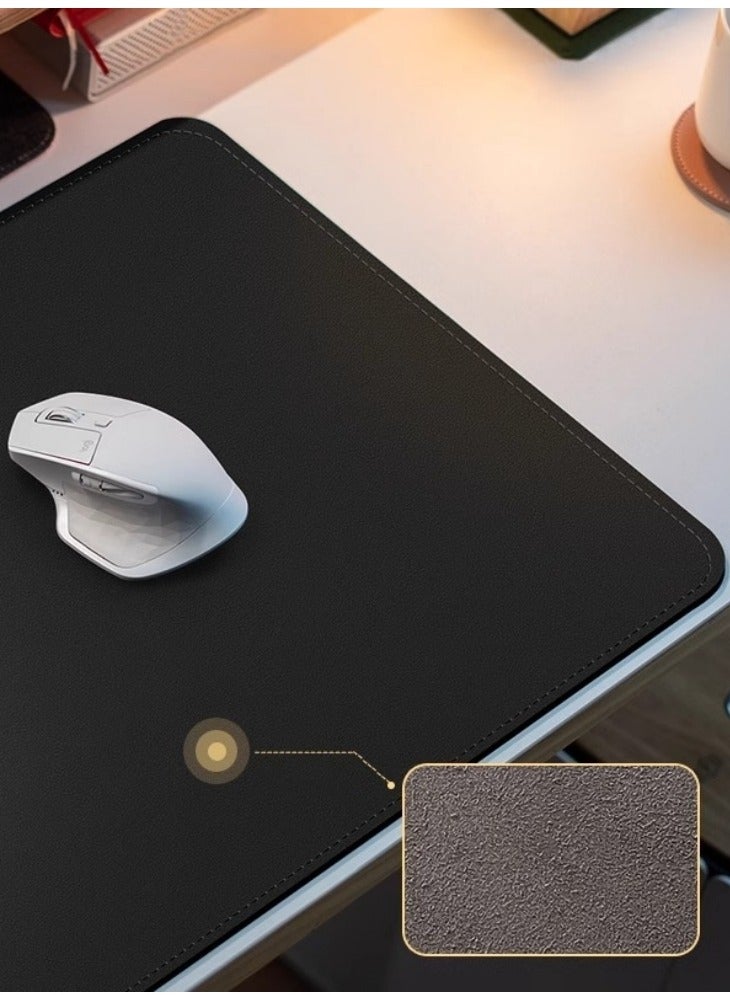 2 pieces 30x25cm Mousepad Desk Mat PU Leather Mouse Pad Non-Slip Leather Desk Mat Waterproof Solid Color Leather Simple Style for Office/Home Black 