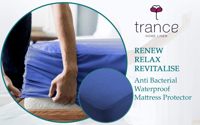 Trance Cotton Feel Terry Ultra Soft Waterproof Mattress Protector | Breathable - Hypoallergenic Mattresses Cover (72x84 inch | 6x7 feet, Classic Blue - Pack of 1) - Image 4