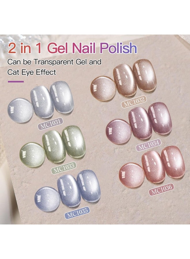 دابل ريذم مجموعة طلاء أظافر جل عين القطة مكونة من 6 ألوان لامعة مع مغناطيس 9D طلاء أظافر مغناطيسي عاكس ثلاثي الأبعاد (طقم فضي وأزرق برتقالي وأخضر وأرجواني وردي 24) - Image 2