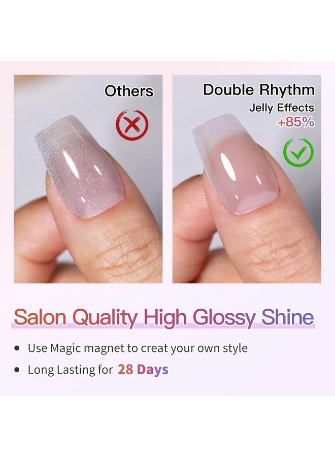 دابل ريذم مجموعة طلاء أظافر جل عين القطة مكونة من 6 ألوان لامعة مع مغناطيس 9D طلاء أظافر مغناطيسي عاكس ثلاثي الأبعاد (طقم فضي وأزرق برتقالي وأخضر وأرجواني وردي 24) - Image 5