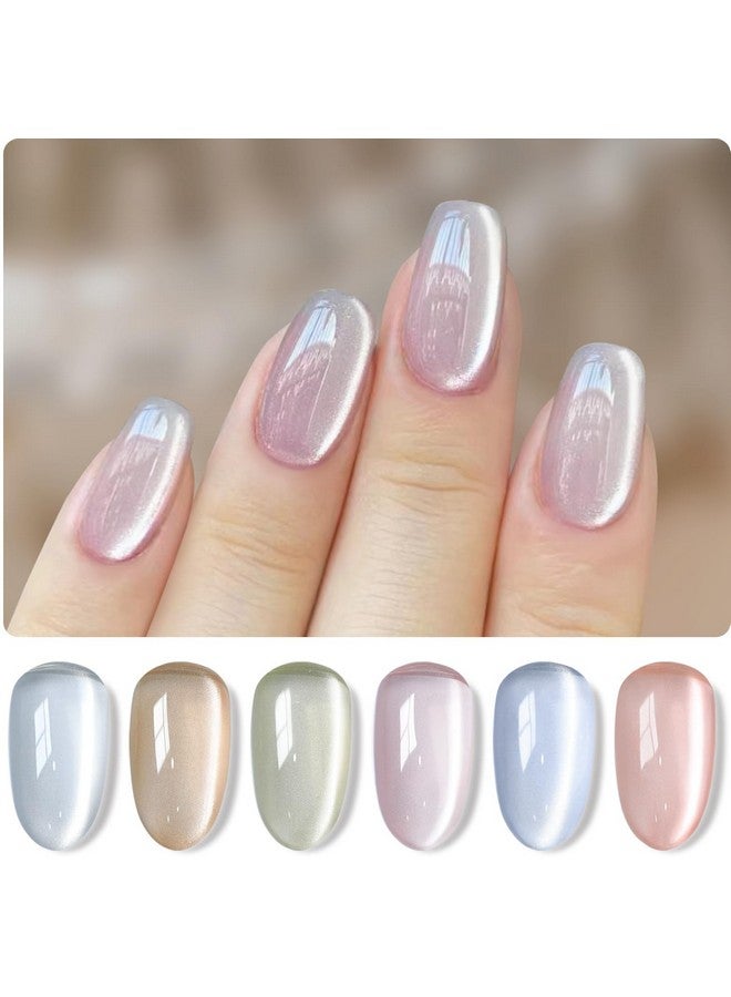 دابل ريذم مجموعة طلاء أظافر جل عين القطة مكونة من 6 ألوان لامعة مع مغناطيس 9D طلاء أظافر مغناطيسي عاكس ثلاثي الأبعاد (طقم فضي وأزرق برتقالي وأخضر وأرجواني وردي 24) - Image 1