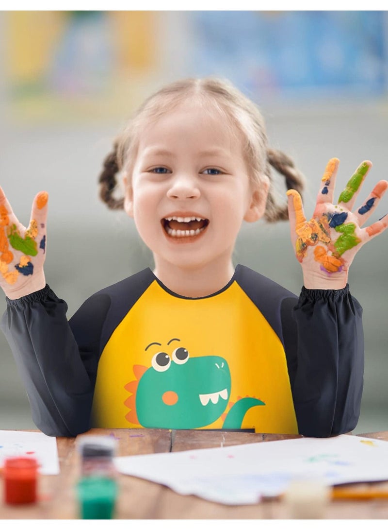 Y&D Kids Apron,Waterproof Children Painting Apron with Long Sleeve and Pockets,Boys Girls Toddler Art Smock for Cooking Eating (Dinosaur)  - Image 2