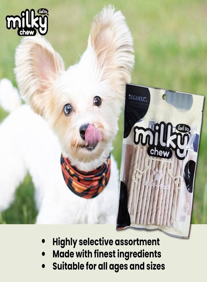 Dogaholic مجموعة دوغاهوليك ميلكي تشو ستيك للكلاب، عبوة من 4 قطع، قطع مضغ من الجلد الخام بنكهة الحليب للكلاب من جميع الأعمار والأحجام، تدعم صحة الأسنان والعظام، 30 قطعة في العبوة - Image 5