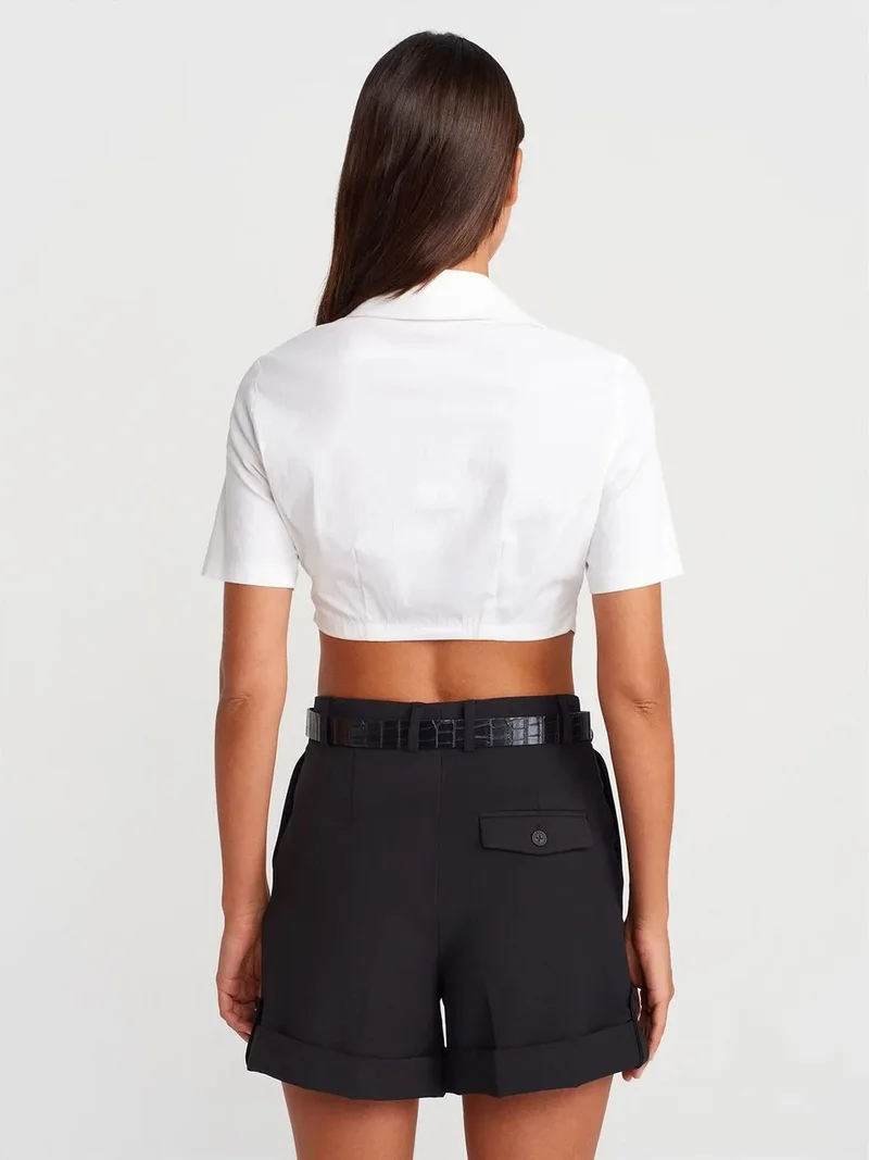 ديلفين DILVIN Women's Cropped Poplin Shirt