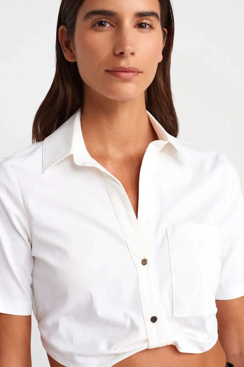 Dilvin White DILVIN Women's Cropped Poplin Shirt for Women | Best Price UAE