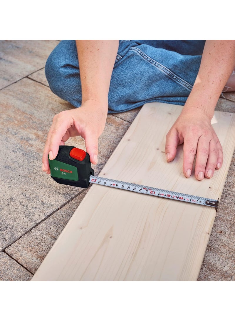 BOSCH Bosch Tape Measure 3m (Auto Lock; 19mm Tape Width, Nylon-Coated, Accurate 3-Metre Tape Measure with Two-Direction Hook and Metal Belt Clip)  - Image 2