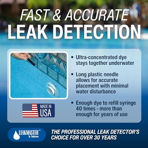 Leakmaster Pool Leak Detection Kit – 8 oz Blue Dye with Reusable Syringe – High-Visibility Leak Finder for Pools, Hot Tubs & Spas – 40+ Refills– Professional Water Tracing Tool - Image 2