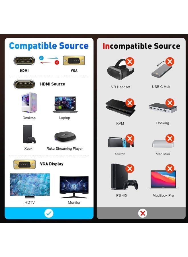 TIGER 1.5m HDMI to VGA Male Video Converter Cable | High-Definition Laptop to LCD TV, Projector, Camera & DVD Adapter | Seamless 1080p Video Transmission | 1PC Connector - Image 2