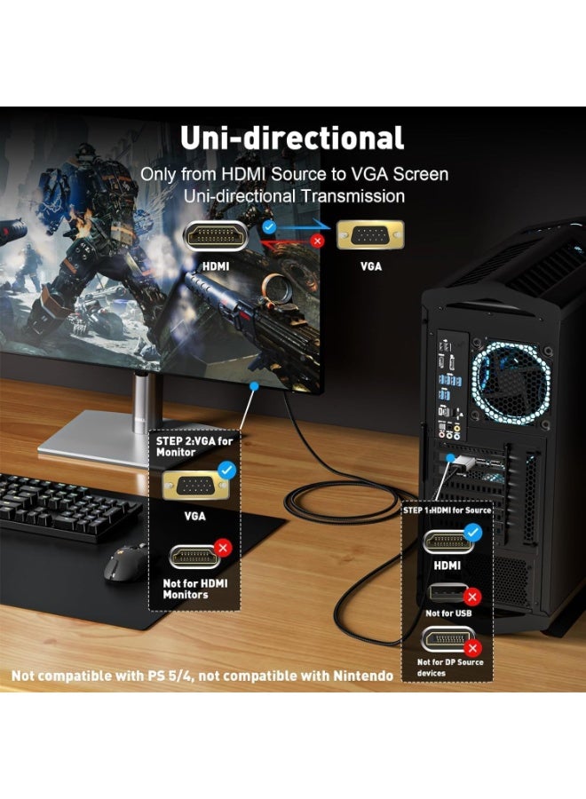 TIGER 1.5m HDMI to VGA Male Video Converter Cable | High-Definition Laptop to LCD TV, Projector, Camera & DVD Adapter | Seamless 1080p Video Transmission | 1PC Connector - Image 5
