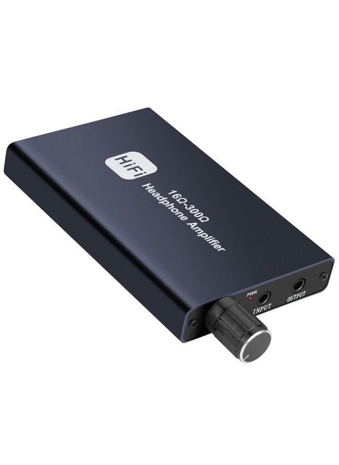 Generic Headphone Amplifier Two-Stage Gain Switch, Portable Headphone Amp for MobilePhone and PC 3.5mm Stereo Audio Input Out Space Grey  - Image 1