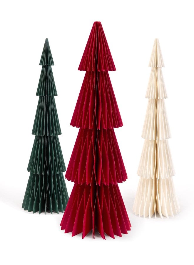 EASY JOY Paper Christmas Trees Neutral Honeycomb Christmas Trees Rustic Christmas Decor for Xmas Winter Holiday Home Party Office Decor Red Green White 3PCS - Image 5