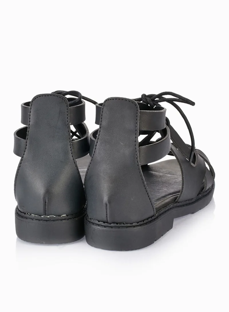 Qupid Gladiator Lace Up Sandals
