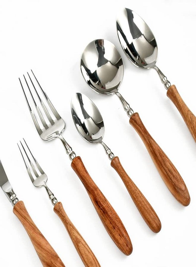Uniturcky Soup Spoons, 4 pieces 18/8 Stainless Steel Round Spoon with Wood Handle, Flatware Silverware Eating Utensils for Home Kitchen and Restaurant, Mirror Polish, 7.28-Inch - Image 5