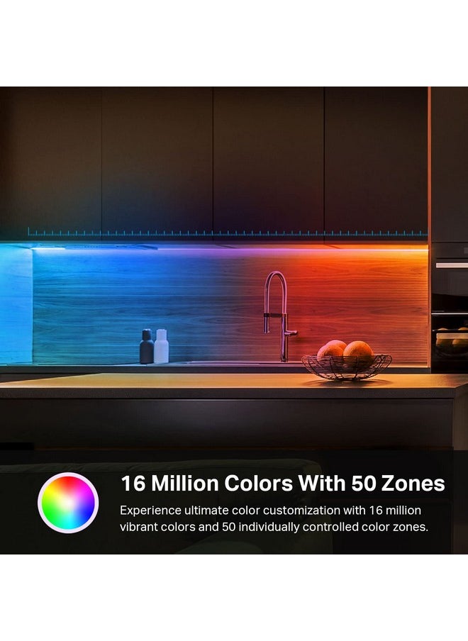 كاسا سمارت - شريط إضاءة LED الذكي من Kasa، 50 منطقة لونية RGBIC، شريط LED Wi-Fi بطول 16.4 قدم يعمل مع Alexa وGoogle Home وSmartThings، سطوع عالي، 16 مليون لون، طلاء بولي يوريثين، قابل للقص، ضمان لمدة عامين (KL420L5) - Image 1