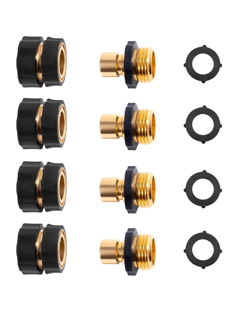 KASTWAVE Quick Connect Garden Hose Fittings 4 Sets Water Hose Quick Connect Fittings for Garden Hose Quick Disconnect Connect Connectors, Quick Connect Hose Fittings - Image 1