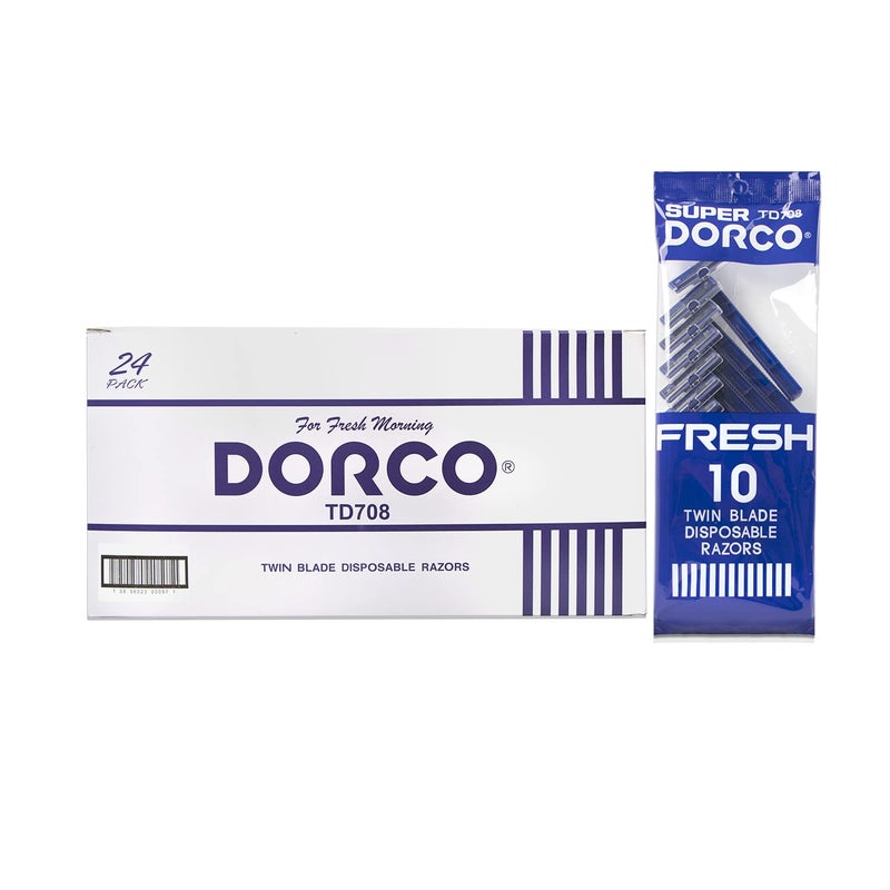 Dorco Fresh Twin Blade Disposable Razors for Men (240 Counts), Smooth & Comfortable Shave, Shaving Razors for Men, Non-Slip Handle, Ideal for Sensitive Skin & Travel - Image 2