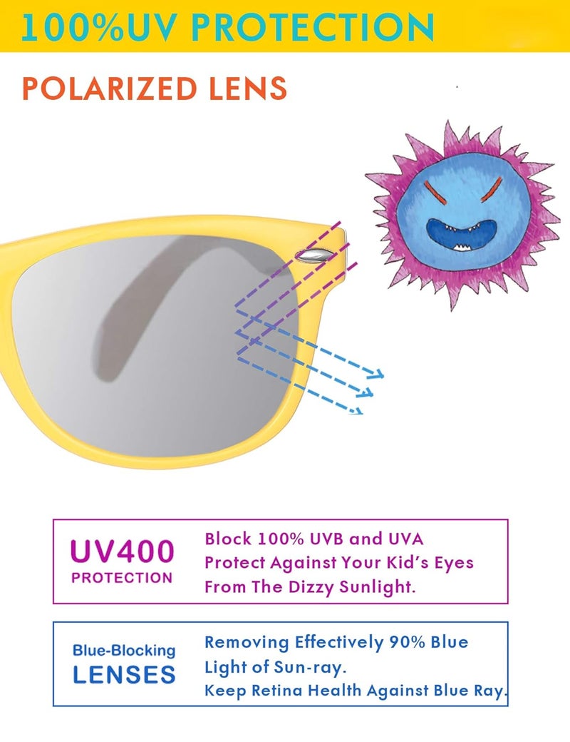 ROSSINI نظارات شمسية مرنة للأطفال من ROCF ROSSINI، قطعتين، غير قابلة للكسر، لنظارات شمسية للأطفال من عمر 2-8 سنوات، مع علبة، UV400 - Image 3