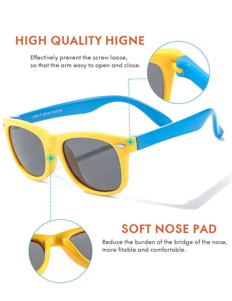 ROSSINI نظارات شمسية مرنة للأطفال من ROCF ROSSINI، قطعتين، غير قابلة للكسر، لنظارات شمسية للأطفال من عمر 2-8 سنوات، مع علبة، UV400 - Image 2