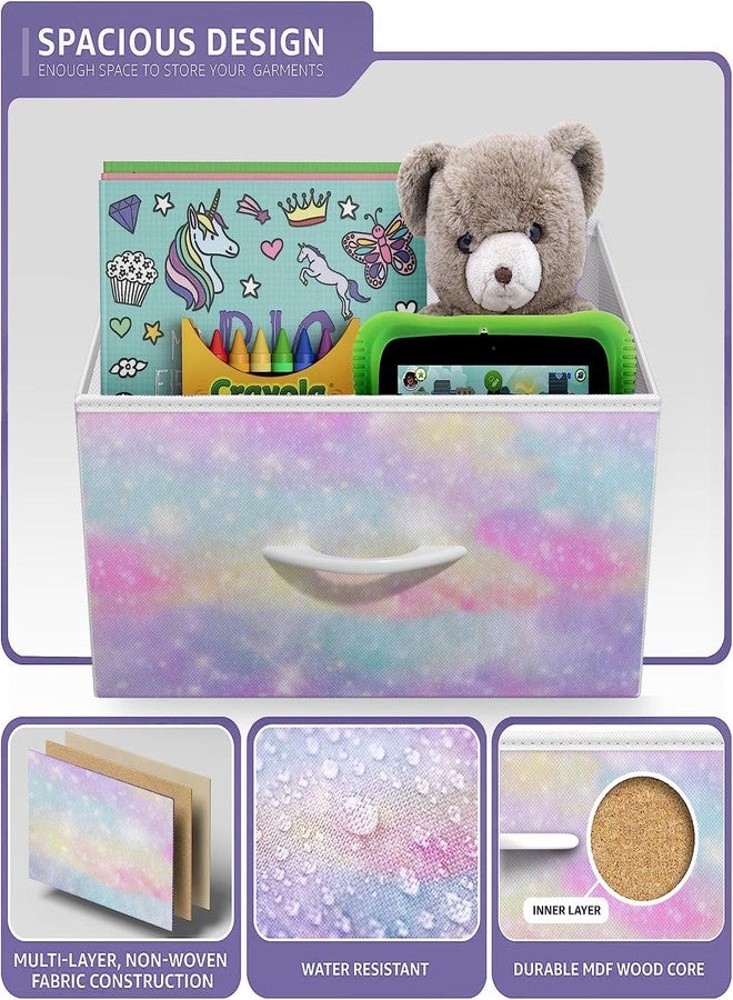 Sorbus Kids Dresser with 2 Drawers - Storage Chest Organizer Nightstand - Steel Frame, Wood Top, Tie-Dye Fabric Bins for Clothes - Wide Furniture for Bedroom, Hallway, Nursery, Closet, & Apartment - Image 5