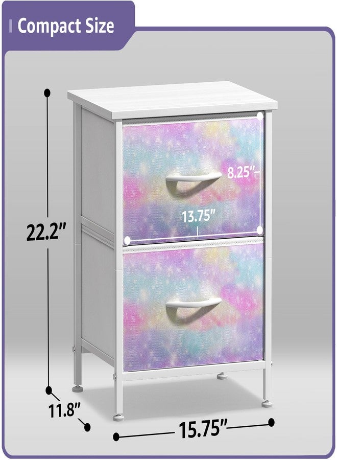 Sorbus Kids Dresser with 2 Drawers - Storage Chest Organizer Nightstand - Steel Frame, Wood Top, Tie-Dye Fabric Bins for Clothes - Wide Furniture for Bedroom, Hallway, Nursery, Closet, & Apartment - Image 4