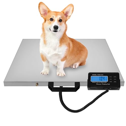 Carivia Digital Livestock Scale 660Lbs x 0.2Lbs,21'' x 17'' Veterinary Scale Pet Vet Scale Stainless Steel Platform Animal Scale,Electronic Postal Scale, Industrial Floor Scale - Image 1